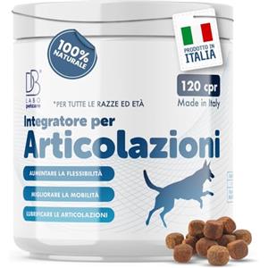 DBLabo Integratore Articolazioni Cane di Tutte Le età e Razze - 120 CPR di Joint Care Vegane con Glucosamina, Condroitina e Artiglio del Diavolo per la Flessibilità e Mobilità Articolare - Made IT