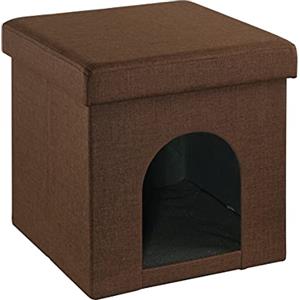 Baroni Home Cuccia Cane, Cuccia Gatto, Pouf Pieghevole per Cani e Gatti, Colore Marrone, Misure 38x38x38 cm