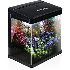 Nobleza - Nano Acquario in Vetro per Pesci Acqua Tropicali con Filtro Inclusa. 7 Litri, Color Nero.