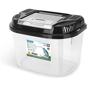Nobleza Terrario di Plastica per Rettili,Adatto per Tartarughe Geco Lucertola Serpente Ragno,Scatola di Trasparente con Coperchio,Ventilata e Maniglia,Taglia S(L17.8*W12*H12.7cm)
