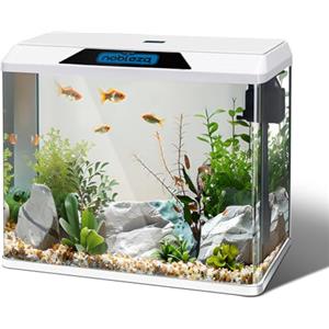 Nobleza - 54L Piccolo Acquario Completo con Illuminazione a LED e Sistema di Filtraggio Integrato, Bianco, Vasche per Pesci
