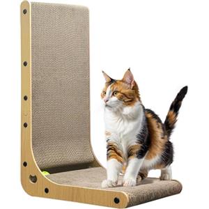 NOT JUST A BOX - Tiragraffi per Gatti a Forma di L in Cartone - Altezza 68 cm, Design Moderno, Ideale per Affilare le Unghie e Giocare