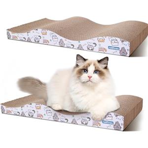 Nobleza 2 Pezzi Tiragraffi per Gatto con Canapa Naturale e Cartone Denso, Tiragraffi per Gatti Cartone Ondulato, con Sacchetto di Erba gatta in Regalo