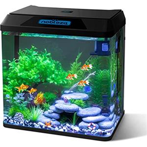Nobleza - 30L Piccolo Acquario Completo con Illuminazione a LED e Sistema di Filtraggio Integrato, Nero, Vasche per Pesci