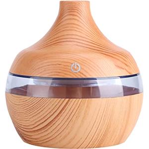 Delaman Umidificatore, Touch Grano di Legno Purificatore Diffusore di Olio Mini Umidificatore USB LED 300ml per la Casa per Camera da Letto