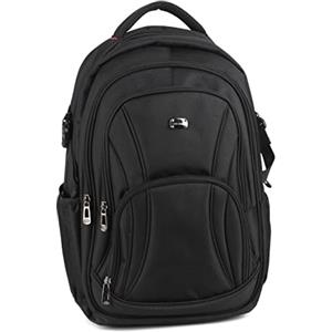 David Jones - Zaino da uomo per computer portatile da 17 pollici - Borsa da lavoro in nylon multifunzione multifunzione - Lezioni scolastiche - Viaggi pratici bagagli Backpack - Nero, Nero , taglia