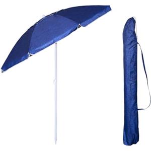 VIRSUS Ombrellone da Spiaggia 4715, Diametro 180 cm, Tessuto Oxford 70gr/m2, ANTIVENTO con Cupola, Asta metallo da 32 mm, 8 Stecche in Fibra di Vetro, Snodo Regolabile, con Sacca Tracolla (Blu)