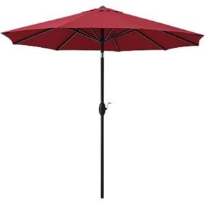 BAKAJI Ombrellone da Giardino Parasole 2.7 Metri per Balcone, Sistema Air Vent, Inclinazione Regolabile e Apertura Manovella, Rivestimento Anti UV Impermeabile per Mare, Terrazzo, Spiaggia (Bordeaux)