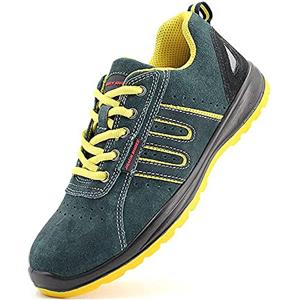 JOMIX Scarpa Antinfortunistica Uomo Donna Unisex S1P SRC Scarpe da Lavoro Cantiere Magazzino Antiscivolo ITG1460 (Verde Giallo, 39)