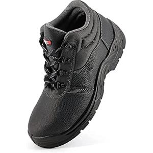 JOMIX Scarpe Antinfortunistiche Uomo Donna Unisex S1P SRC Scarpe da Lavoro Cantiere Magazzino Antiscivolo GU0461 (Nero Alto, 44)