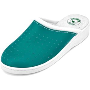 JOMIX Ciabatte Sanitarie Uomo Pantofole Ortopediche Antiscivolo Zoccoli Anatomici Comode Sabot Punta Chiusa Scarpe Lavoro per Infermiera OSS Estetista Farmacia ITU1758 Verde 41