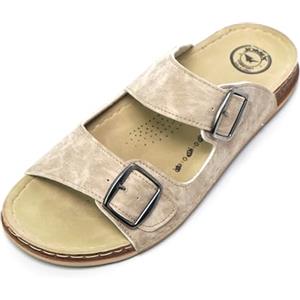 JOMIX Ciabatte Uomo Estivi Sandali Eleganti Bassi Ragazzi Pantofole Fibbie Slip On da Mare Spiaggia TU2004 (Beige, 41)
