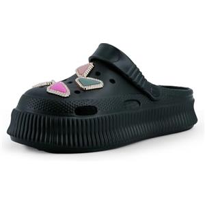 JOMIX Zoccoli Donna Estivi Platform Sabot Gomma EVA Leggera Ciabatte da Mare Pantofole da Casa Piscina Giardino Sandali Bassi Comodi WEG250500 Nero 40