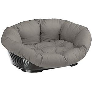 Ferplast Cuccia Cane Interno, Lettino Divano per Cani, Cesta in Plastica Antiscivolo con imbottitura Lavabile, 114 x 83 x h 37 cm, Tortora