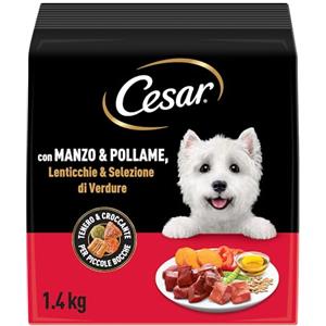 Cesar Cibo secco per cani adulti con Manzo Fresco, Pollame e Verdure - 5 Confezioni da 1.4Kg