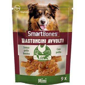 SmartBones Pollo Wrapped Sticks Mini - Snack per cani con pollo per cani di piccola taglia, bastoncini da masticare con consistenza morbida, senza pelle bovina, 9 pezzi