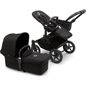 Bugaboo Donkey 5 Mono, Convertibile in un Passeggino Doppio Affiancato, Design Migliorato, Seduta Reversibile, Guida a una Mano e Archiviazione Espandibile, Midnight Black