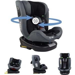 Mobiclinic®, Seggiolino auto, Girevole 360º, Regolazione i-size, Top tether, Gruppo 0/1/2/3, Max. 36kg, Per bambini, Pandafix, 0-12 anni, Cintura a 5 punti, Regolabile, Reclinabile 3 posizioni (Nero)