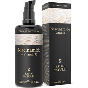 Satin Naturel Niacinamide Siero Viso 100ml - Antimacchia e Anti Acne con Acido Ialuronico, Aloe Vera e Vitamina C - Siero Illuminante Idratante per Pelli Sensibili