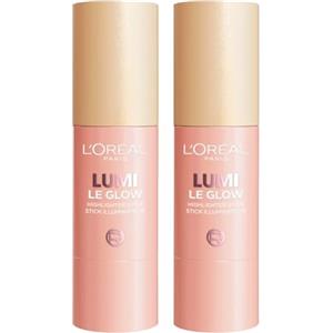 L'Oreal Paris L'Oréal Paris Lumi Le Glass Stick Illuminante Pearl Eclat Glassy Multi-Uso per Viso e Corpo Pelle Luminosa e Radiosa Finish Riflettente Modulabile Formula in Gel-Crema - 2 Illuminanti