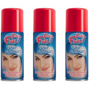 Virsus 3 bombolette Spray da 100 ml di Colore Rosso temporaneo per Capelli, colora i Tuoi Capelli per Feste Party e Eventi sia per Bambini e Ragazzi lacca Colorata Rossa