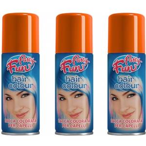 Virsus 3 bombolette Spray da 100 ml di Colore Arancio temporaneo per Capelli, colora i Tuoi Capelli per Feste Party e Eventi sia per Bambini e Ragazzi lacca Colorata Arancione