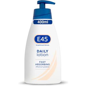 E45 Lozione Daily 400 ml - Lozione E45 per pelle molto secca, leviga la pelle ruvida - Crema idratante leggera non grassa - Corpo senza profumo, viso e mani - Dermatologicamente testato