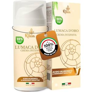 Ritalia 100ml CREMA VISO BAVA DI LUMACA al 70% e ACIDO IALURONICO PURO di Ritalia per DONNA E UOMO - Ingredienti BIO azione Antirughe, Idratante, Illuminante e Antimacchia per Viso e Contorno Occhi