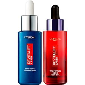 L'Oreal Paris L'Oréal Paris Revitalift Laser Tri-Peptidi Siero Anti-Età Rimpolpante con Acido Ialuronico e Vitamina C 30ml + Siero Notte con Retinolo Puro Riduce Rughe più Profonde 30ml - 2 Sieri