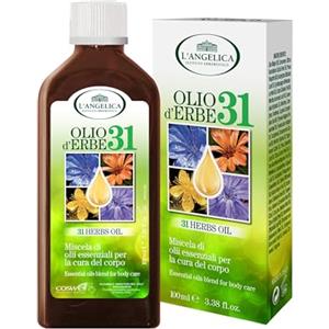 L'Angelica, Olio d'Erbe 31, Miscela di Oli Essenziali Multiuso 100% Naturale, Rinfrescante e Tonificante, Ideale Contro Affaticamento Muscolare, 100ml