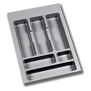 Emuca - Organizzatore di posate, organizzatore cassetto cucina, vaschetta portaposate, 6 scomparti, modulo 40 cm, plastica, Grigio