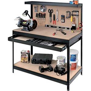 struttura in acciaio verniciato, BANCO DA LAVORO C/PANNELLO CM.121X61X93/150H