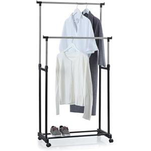 Avilia Stender Appendiabiti Doppio con Ruote - Metallo Resistente, Capacità 14 kg, Facile da Spostare 96,5x170x84 cm - Ideale per Camera da Letto e Cabina Armadio.