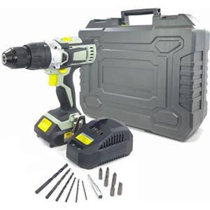 Avilia Set Trapano a Percussione con 13 Accessori inclusi e 2 Velocità - Batteria 2Ah, Mirino LED, 20V, Ideale per Fai Da Te e Lavori Professionali