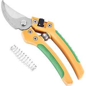 GRÜNTEK Forbici e Cesoie da Potatura Giardino. Forbici in acciaio inox per Mani GRANDI. Taglio passante fino Ø a 18mm. Molla d ricambio inclusa