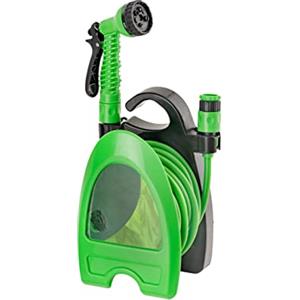 Baroni Home Tubo estensibile fino a 10 metri, Tubo Avvolgibile con Rullo e fissaggio a parete, innaffiatura, irrigazione, lavaggio e pulizia, Pistola 7 getti