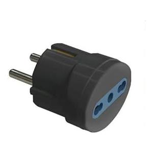 A2ZWORLD Adattatore Viaggio/Domestico da Bipasso 2P+T 10A 16A a Spina Schuko Tipo F 16A 2 pin, Dimensione Compatto 3.5cm (1 Pezzo, Nero)