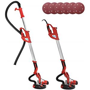 Bakaji Levigatrice Muro Soffitto Carteggiatrice Giraffa Cartongesso 750W Potenza 800-1750 rpm Aspirazione Polvere Automatica con Tubo Asta Telescopica e 6 Dischi Abrasivi 225mm Inclusi