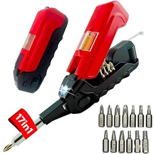 Avilia Clever Buddy Multiutensile 17 in 1 con Livella e Torcia LED - Cacciavite Portatile Multiuso - Strumento Pratico per Lavori Domestici e Fai da Te, Chiavi Universali Regolabili