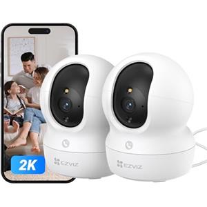 EZVIZ 2K Telecamera WiFi Interno, Videocamera Sorveglianza Interno 360° Pan/Tilt, Visione Notturna Intelligente, Tracciamento Automatico, Audio Bidirezionale, Modalità di Riposo, CP1 Pro Kit 2