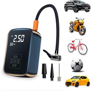 Daimann - Compressore Aria Portatile Multifunzione con Torcia LED, Display Digitale e Spegnimento Automatico per Auto, Moto, Bici e Materassini Gonfiabili Facile da Usare Ovunque