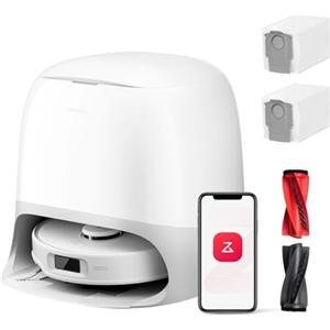 roborock Qrevo Curv S5X Set Robot Aspirapolvere, Doppio Antigroviglio, Spazzola Laterale e Mocio FlexiArm, 18.500 Pa, 10 mm Sollevamento Automatico dei Moci, Evitare gli Ostacoli, Dock Tutto in Uno