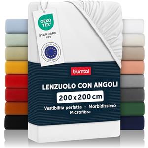 Blumtal Lenzuolo con Angoli Matrimoniale in Microfibra - 1 Pezzo, Lenzuolo Sotto con Angoli Matrimoniale, 200 x 200cm, Bianco