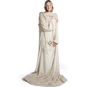 Blumtal Coperta Indossabile con Maniche, Coperta in Pile Indossabile con Tasche, Coperta con Maniche per Bambini, 90x105cm, Sabbia