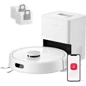 roborock Q7 L5+ Set Robot Aspirapolvere con Stazione Svuotamento Automatico, 8.000 Pa, Quantità d'acqua Regolabile per il Lavaggio, Doppio Anti-groviglio, Auto Boost sui Tappeti, Bianco