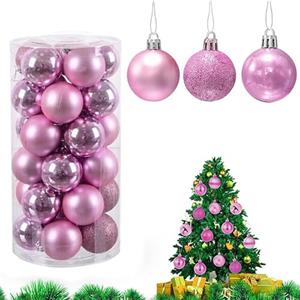 Virsus 30 Palle di Natale 799, Diametro 6 cm, Palline in Plastica Infrangibile per Albero di Natale, Decorazioni e Addobbi Natalizi, Set di Palline Glitterate, Lucide e Opache (Rosa)