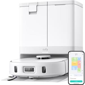eufy X10 Pro Omni aspirapolvere lavapavimenti con mappatura con Stazione All-in-One, 8.000 Pa, Auto-Svuotamento e Riempimento, 2 Auto-Lift-Mops, Evita Gli Ostacoli(bianco)