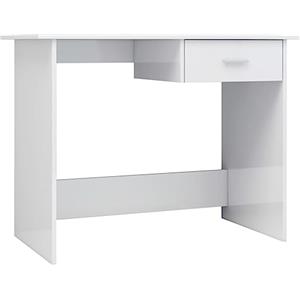 vidaXL Scrivania con Cassetto Ampio Robusta Elegante Moderna Tavolo Lavoro Porta PC Studio Ufficio Bianco Lucido 100x50x76 cm in Truciolato
