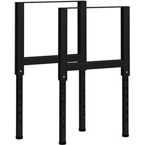 vidaXL Strutture da Banco da Lavoro, Set da 2, Estensibili 55x(69-95,5) cm, Metallo Verniciato a Polvere, Nero, Altezza Regolabile, Stile Industriale, Per Spazio Lavoro o Tavolo da Pranzo