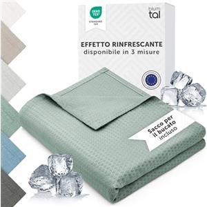 Blumtal coperta refrigerante letto 120x100 cm - cooling blanket in bambù - coperta rinfrescante per l'estate certificata OEKO-TEX - coperta estiva divano o viaggio - coperta raffreddante - in verde